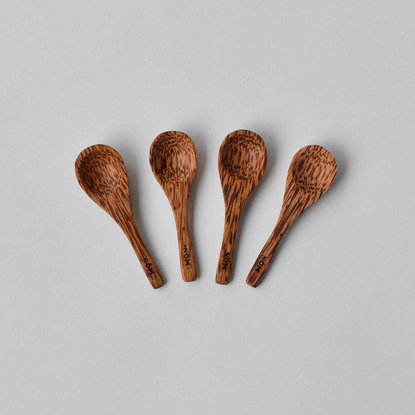 Coconut Wood Micro Condiment Spoon Set of Four - Nom Living