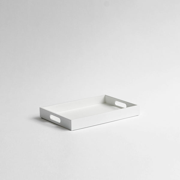 Mini Lacquer Serving Tray, with Handles, Matt Off White - Nom Living