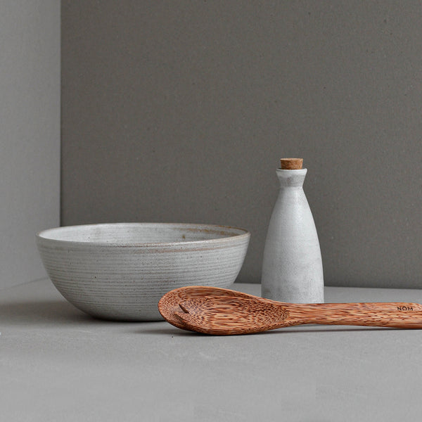 Nom Living - Stoneware Wheel Thrown Salad Serving Set, Snow White