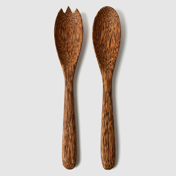 Coconut Wood Classic Salad Servers - Nom Living