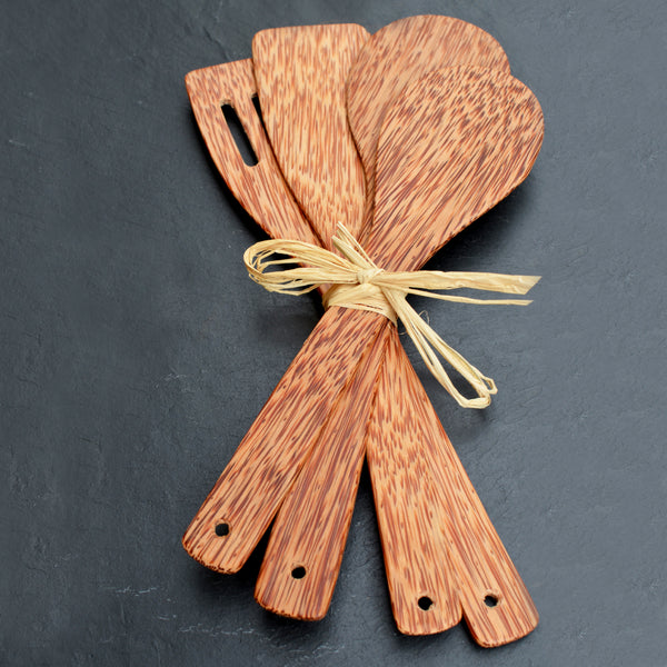 Nom Living Coconut Wood Kitchen Utensil Set of Four Cooking