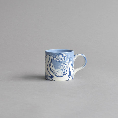 Marbled Small Coffee Cup, Blue & White