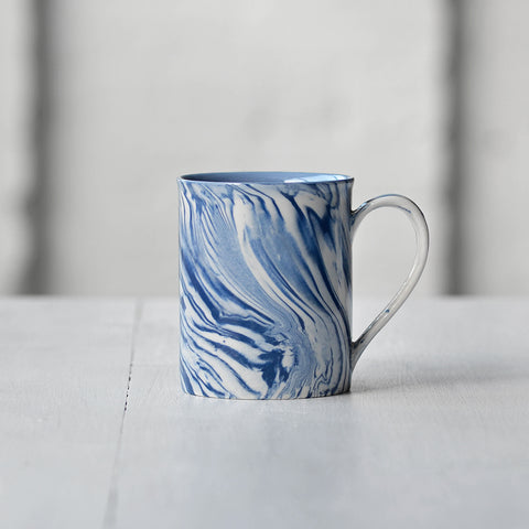 Marbled Tea Mug, Blue & White