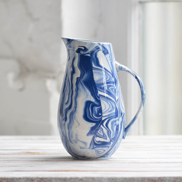 Marbled Water Jug, Blue & White - Nom Living