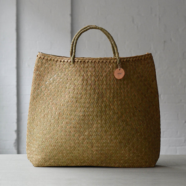 Handwoven Vietnamese Rush Basket, Large - Nom Living