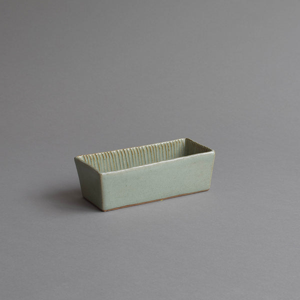 Rectangular Fluted Loaf Mould, Small Celadon Grey