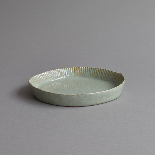 Fluted Pie Mould, Celadon Grey