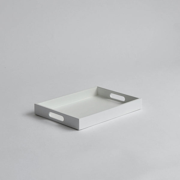 Mini Lacquer Serving Tray, with Handles, Matt Off White - Nom Living