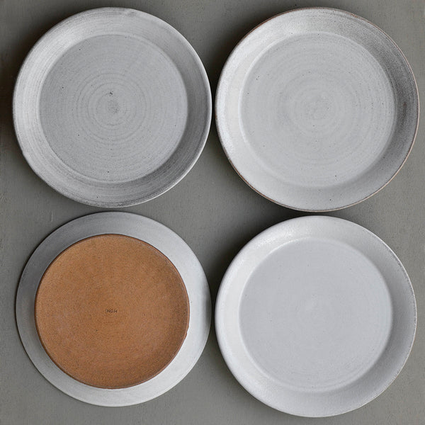 4 Piece Hand Thrown Dinner Plate Set, Reverse View - Nom Living