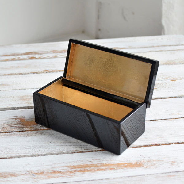 Nom Living, Hinged Vanity Box, Pale Gold & Black