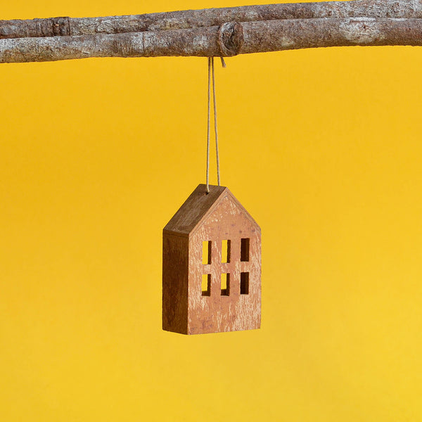 Miniature Cinnamon Bark House Tree Ornament, Square - Nom Living