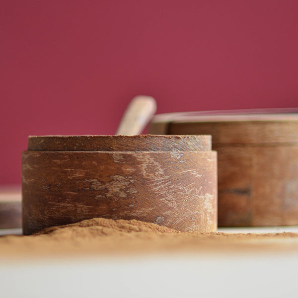 Cinnamon Wood Storage Canister, Close-Up - Nom Living