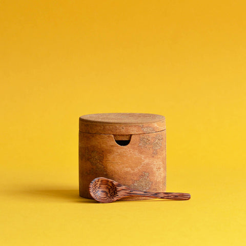 Cinnamon Wood Sugar Canister, with Spoon