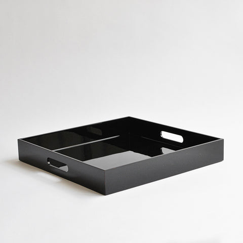 Large Square Breakfast Tray, Gloss Black