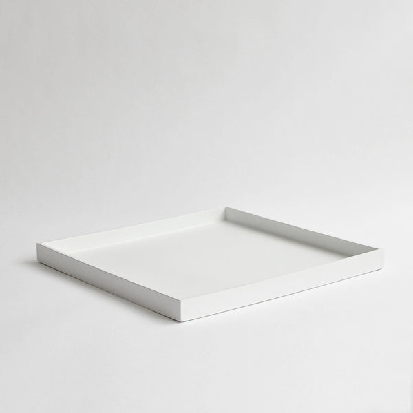 Large Square Hand Lacquer Tray, Serving, Canapés, Matt Matte White - Nom Living