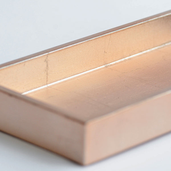 Narrow Kitchen Bathroom Tray, Matt Rose Gold, Close-Up - Nom Living