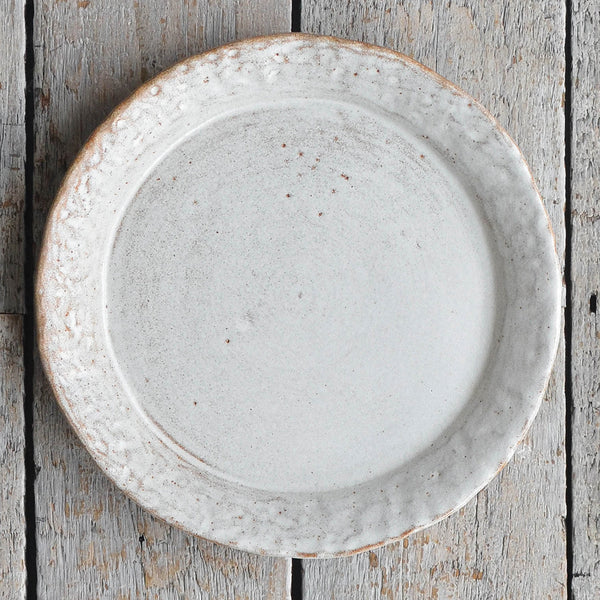 Hand Moulded Stoneware Dinner Plate Large, Snow White Thin - Nom Living
