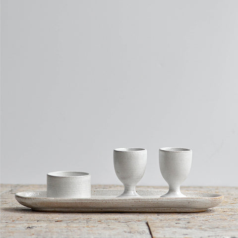 Egg Cup & Oval Tray Set, Snow White