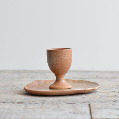 Egg Cup with Teardrop Dish, Rust