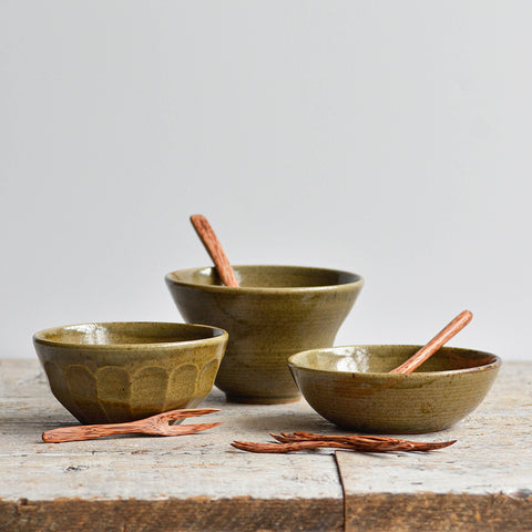 Mixed Snack Bowl Trio – Green