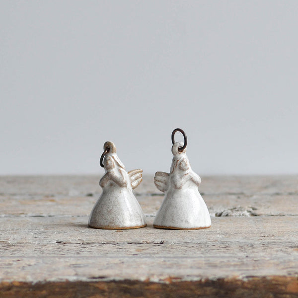 Ceramic Angel Christmas Ornament, White - Nom Living