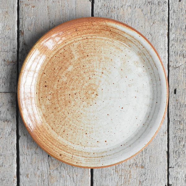 Nom Living - Hand Thrown Dinner Plate, Large - Brown and White