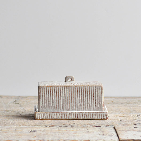 Stoneware Butter Dish, Fluted