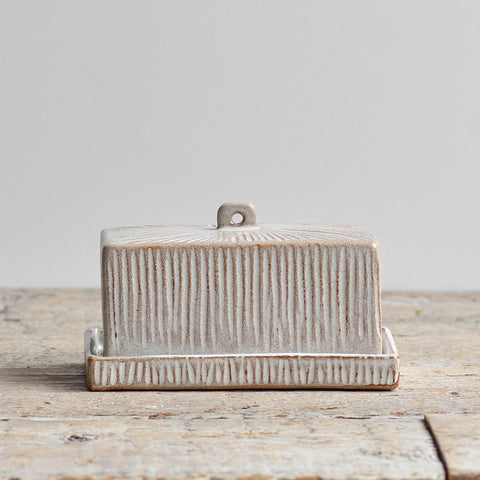 Stoneware Butter Dish, Fluted
