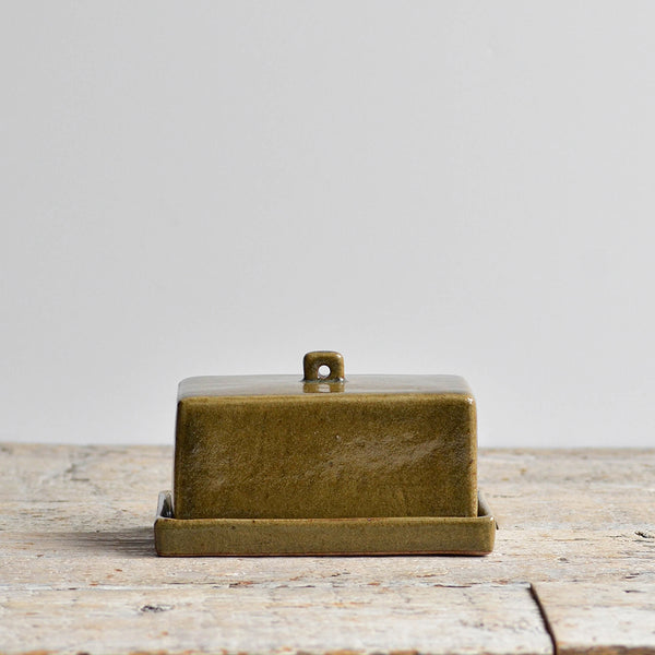 Stoneware Butter Dish, Green