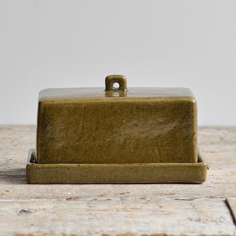 Stoneware Butter Dish, Green