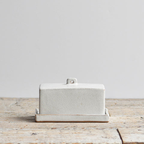 Stoneware Butter Dish, Snow White