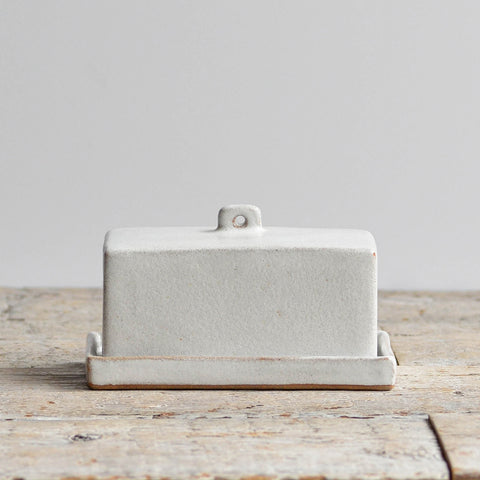 Stoneware Butter Dish, Snow White