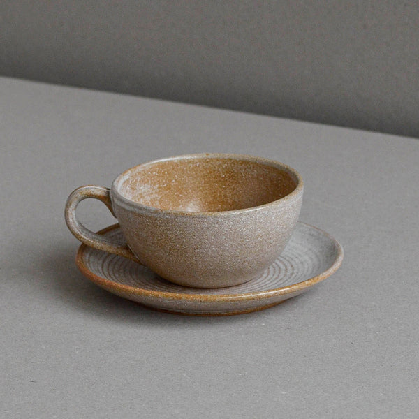 Round Cappuccino Cup and Saucer, Rust - Nom Living