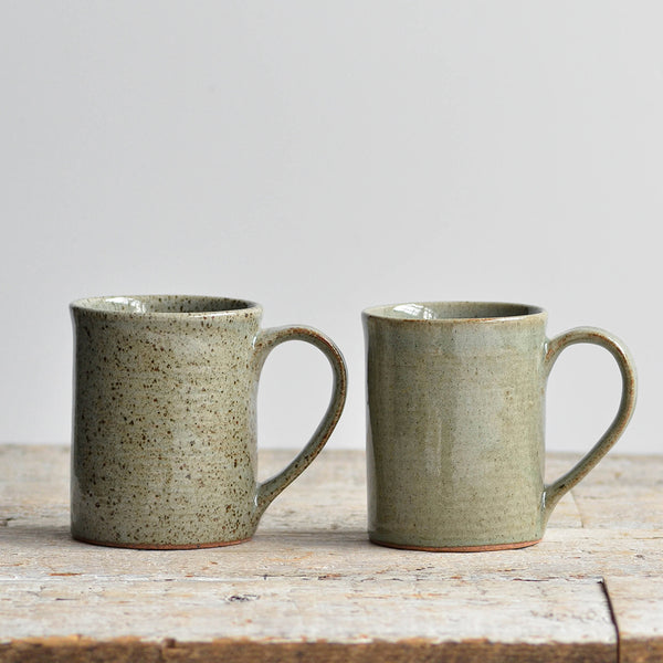 Stoneware Tea Mug, Pair of Mugs Green and Celadon Grey - Nom Living
