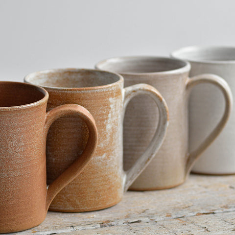 Set of Stoneware Mugs, Warm Tones