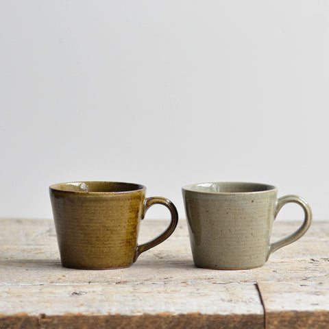 Pair of Coffee Cups, Green & Celadon