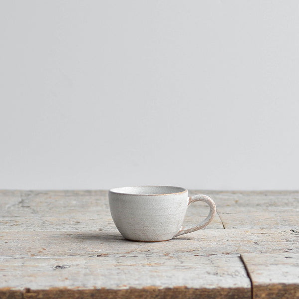 Hand-thrown stoneware espresso cup, 80 ml. Durable, white glazed finish, ideal for double shot coffee - Nom Living
