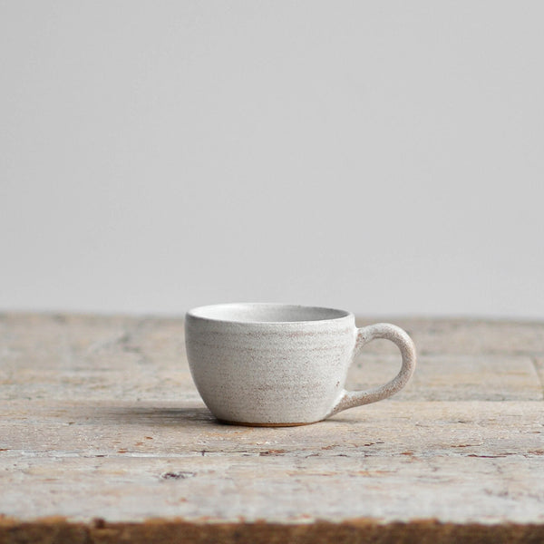 Hand-thrown stoneware espresso cup, 80 ml. Durable, white glazed finish, ideal for double shot coffee - Nom Living