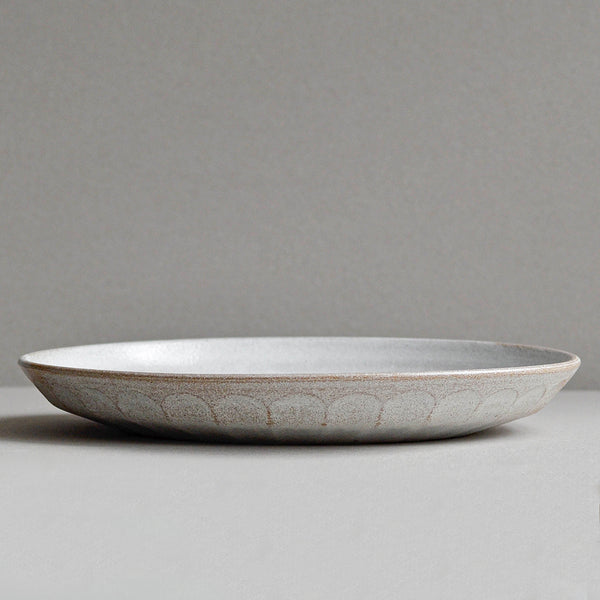 Stoneware Ceramic Facet Collection, Deep Dinner Plate, Snow White - Nom Living