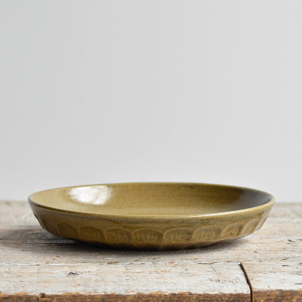 Ceramic Stoneware Facet Dinner Plate Medium Green -Nom Living