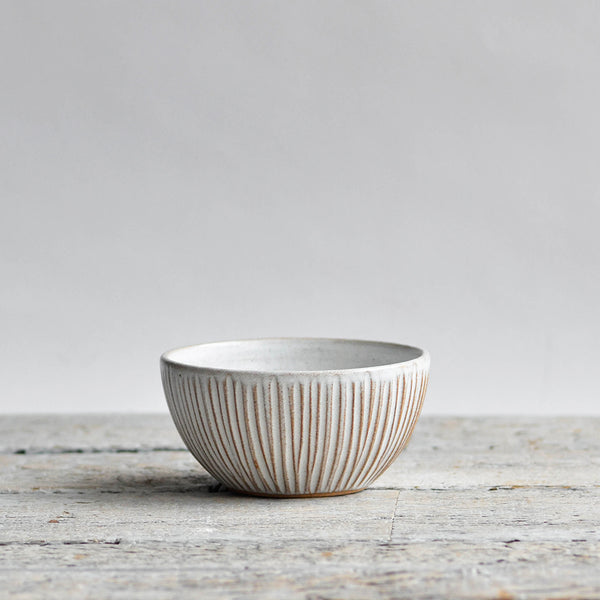 Ceramic Fluted Round Bowl, Small, Snow White - Nom Living