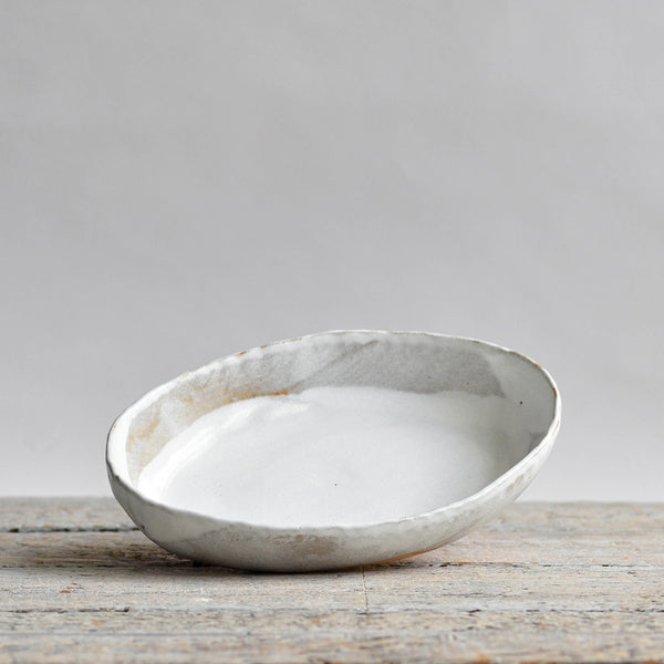 Ceramic Hand Moulded Oval Dish, Small, Two Tone, Details - Nom Living