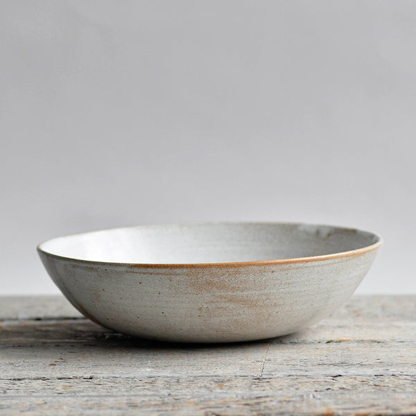 Ceramic Hand Thrown Serving Bowl, Small, Snow White, Darker - Nom Living