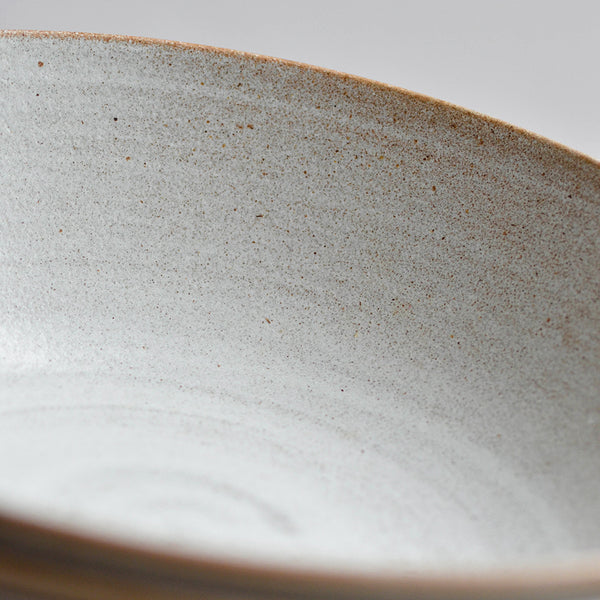 Ceramic Hand Thrown Serving Bowl, Small, Snow White, Detail - Nom Living