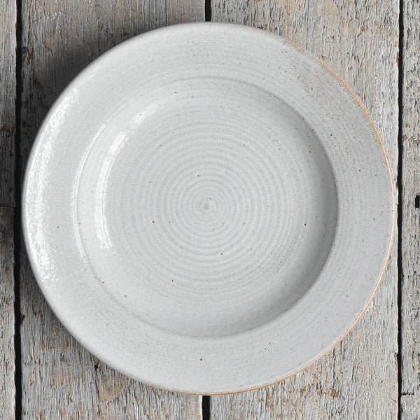 Stoneware Heritage Plate Large Rimmed Dinner Plate Snow White - Nom Living
