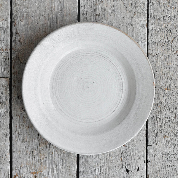 Stoneware Heritage Plate Large Rimmed Dinner Plate Snow White - Nom Living