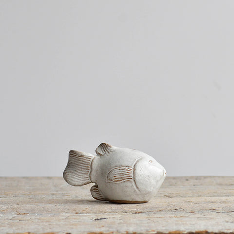Ceramic Fish Incense Holder, Snow White
