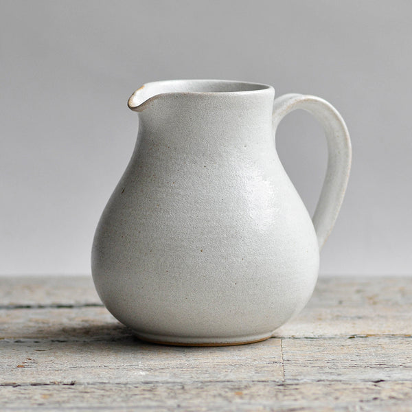 Ceramic Large Water Jug with Handle, Snow White - Nom Living