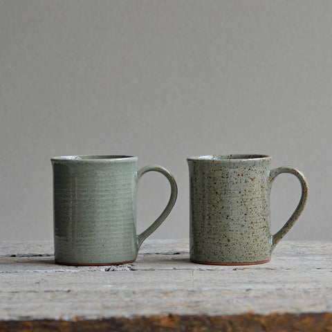 Pair of Stoneware Mugs, Celadon & Speckle Green