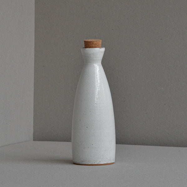 Stoneware Bottle, Large Snow White With Cork Stopper - Nom Living